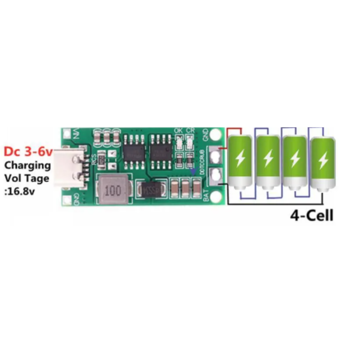 Cargador Multicelda 18650 4S 4A Elevador 3-6v - 16.8v